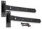 Infinity Decor Cranked or Straight Heavy Duty Hook and Band Iron Gate Hinges Pair - Epoxy Black (2 x 18 CRANKED Hinges)