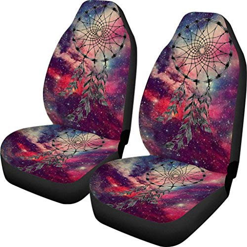 TOADDMOS Watercolr Galaxy-Traumfänger, Autozubehör, dekorative Sitzbezüge, nur Vordersitzbezüge, komplettes Set mit 2 Stück, passend für Auto, LKW, SUV, Lila