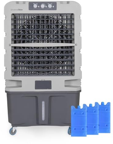 UNIVERSALBLUE Climatizador Modo Evaporativo y Frío Portatil | Aire Acondicionado Natural | 5 Modos Funcionamiento con Capacidad 120L | 3 Velocidades y Motor Silencioso