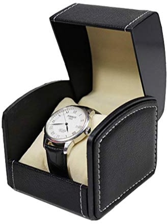 NuAngela PU Leder Uhrenbox,Einzeldisplay Aufbewahrungsbox für Armbanduhren und Smartwatches,Halter mit Kissen,Schmuckträger Geschenkbox für Damen/Herren