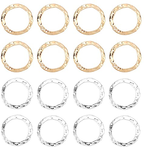 PandaHall 100pcs 2 Farben 16mm Creolen Ohrring Kreis Charms, Runde Verbindungsringe Ohrring Perlenrahmen Anschlüsse Für Schmuckherstellung DIY Ohrring Halskette Bastelbedarf