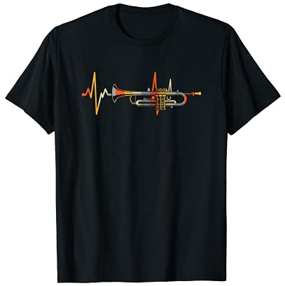 Vintage Trompete Herzschlag Schlagmusik EKG Musikinstrument T-Shirt