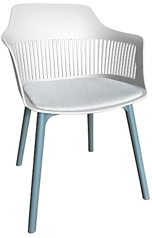 TRISENS moderner Gartenstuhl in eleganter Optik - Bequeme Esszimmerstühle Pflegeleichte Terrassenmöbel für den Außen- und Innenbereich, Farbe:Weiß, Menge:1 St.