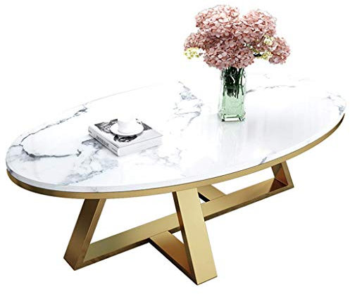 JYCCH Heimdeko-Möbel, Heller Marmor-Couchtisch, nordischer kreativer Nachttisch, Freizeit-Sofa, ovaler Laptop-Schreibtisch für Wohnzimmer, Balkon, leicht zu reinigendes Wohnzimmer oder L