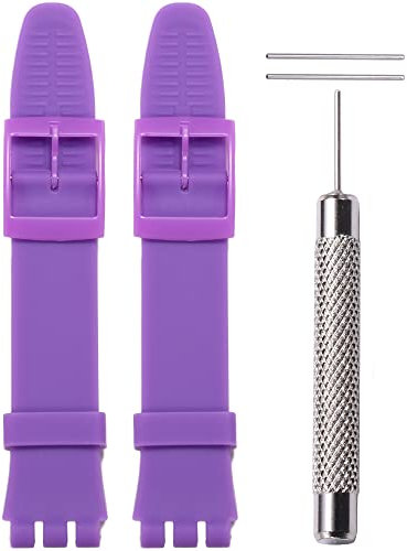 WRISTARMOR Lot de 2 bracelets de rechange en silicone de 17 mm pour Swatch GS124 GW164 GB274 Lady résistant à la transpiration avec outil (violet clair)