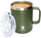 Thermobecher mit Henkel, 350ml Isolierbecher mit Griff und Deckel, Thermo Kaffeebecher to go, Doppelwandige Thermotasse aus Edelstahl, Spülmaschinenfest (Grün)