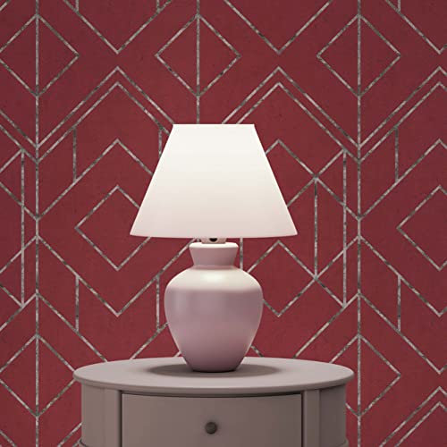 TADESSI WTD Mantiburi M1-No.629 Papier peint non tissé Motif Domenico Rouge/gris géométrique moderne pour salon, chambre à coucher, cuisine
