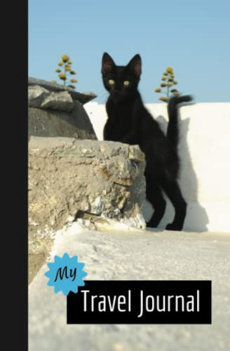 My Travel Journal - Travel notebook journal, 120 pages, greek cats motive, A perfect Greece gift or souvenir to write down your memories