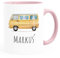 SpecialMe® Namenstasse Camping Bus Camper personalisierte Kaffee-Tasse mit Namen persönliche Geschenke weiss-innen-rosa standard