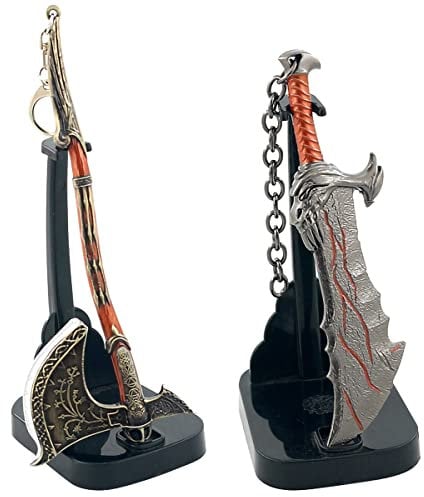 WODEJIAOBAO Keychain,Blades of Chaos,Leviathan Axe keychain Cosplay Jewelry Accessories Gift for Men or Women(2 Pcs, Black, Default
