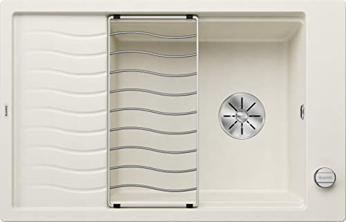 BLANCO Elon XL 6 S Fregadero de granito de color blanco suave de SILGRANIT, tipo de montaje: instalación desde arriba, reversible, para armarios inferiores de 60 cm de ancho, lavabo grande, superficie