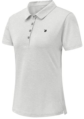 Rdruko Ladies Breathable Quick Dry Tennis Golf Polo Shirts Summer Short Sleeve Casual Sports Tops Light Grey S