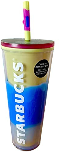 Starbucks 2023 Spring Straw Topper Blue Wave Color Changing Tumbler 24oz Cup Venti