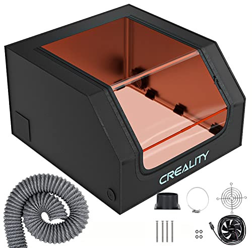 Creality Laser Engraver Enclosure, Fireproof and Dustproof Protective Cover 700x720x400mm with Exhaust Fan and Pipe, Fits for Most Laser Cutter, Insulates Against Smoke, Odor and Noise, Eye Protection