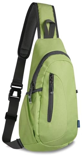 TITECOUGO Small Sling Bag Lightweight Crossbody Canvas Bag for Women Rucksack for Men Running Backpack Travel Chest Pack Shoulder Daypack for Gym Work Sports Hiking Outdoor Green