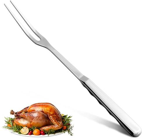 Meat Fork 2 Prongs – Carving Fork 11″ Stainless Steel Two-Prong with Polished Surface & Ergonomic Handle – Kitchen Utensil for BBQ Carving, Grilling Meat, Serving Roast and Everyday Cooking Tasks