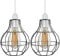 LEDSone Vintage Metal Lamp Shade Retro Geometric Industrial Wire Cage Lampshade Light Guard Cage (Brushed Silver, 2 Pack) (WCVCBM)