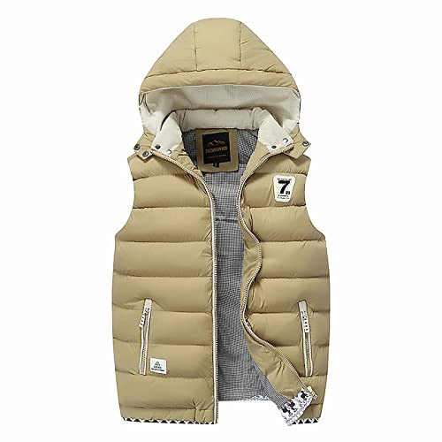 Generisch Lederweste Herren, Outdoor Jacke Weste Herbst Reißverschluss Regelmäßige Mit Vielen Taschen Herren Softshell Laufjacke Ärmellos Trapster Fliesweste Arbeit Funktionswesten (XL, Khaki)