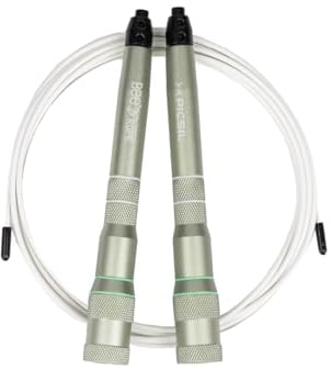 PICSIL BEE Hochgeschwindigkeits-Springseil, Leichtes Seil aus Aluminium, Nur 200 Gramm, Selbsteinstellbares Seil-System, Cross Training, Boxen, Fitness, Geeignet für Männer (Grun)