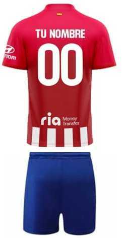 Atletico de Madrid Conjunto Camiseta y Pantalón PERSONALIZABLE Primera equipación Temporada 2023-2024 Réplica Oficial - Talla Niño (8 Años)