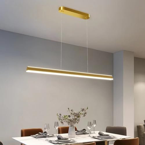 LED Hängeleuchte Büro pendellampe moderne Pendelleuchte minimalistische auf und ab beleuchtete Bar Theke Leuchte (golden, 100cm)