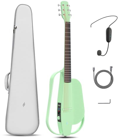 Enya NEXG SE Guitar Set - 38 Zoll Grün Kohlefaser Professional Gitarre Smart Audio Electric Acoustic Guitar für Erwachsene Kinder Anfänger Reisen Zuhause Schule Party Konzert Festliches Geschenk