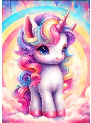CEOVR Einhorn Diamond Painting Kit Erwachsene,Diamond-painting Regenbogen,30x40 cm Diamant Paintings Kit,5D DIY Diamond Painting Bilder Set Fantasie Tier,e