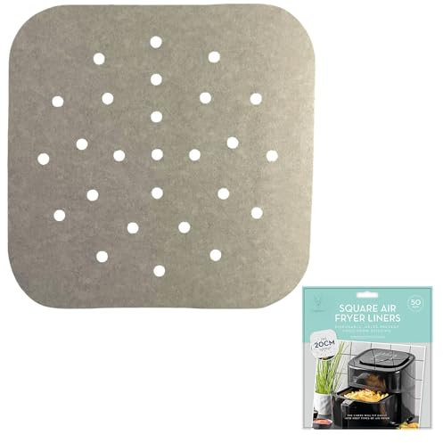 Non-Stick Air Fryer Liners - Hassle-Free Cooking with Easy Cleanup - Pack of 50 Sheets for Perfect Crisp Results - Square 20cm