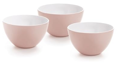 Qdesign - Lot de 3 Coupelles de 12,5 cm en Mélamine - Bols Matériau Neutre et Sain - Récipients de Cuisine Empilables - Idéal pour Accompagnements - Vieux Rose