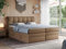 MKS MEBLE King Boxspringbett 180x200, Polsterbett 180x200 mit Bettkasten, Bett 180x200 mit Multipocket-Matratze H3, Boxspringbett 180x200 mit Kopfteil und Topper - H3 Braun Kunstleder - Alvin