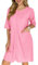 Ekouaer Kurzer Waffel-Bademantel mit Reißverschluss, leicht, knielang, Hausmantel mit Taschen, Nachthemd, Größe S-3XL, Pink, Medium