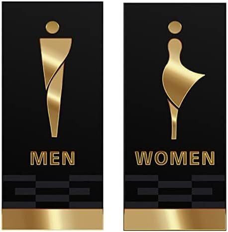 Toilettenschild, Toilettenschild, Acryl-Toilettenschilder for Herren und Damen, Badezimmer-Schild, Figuren-Set, modernes Toilettenschild, Badezimmer-Türschilder (goldene Männer und Frauen)