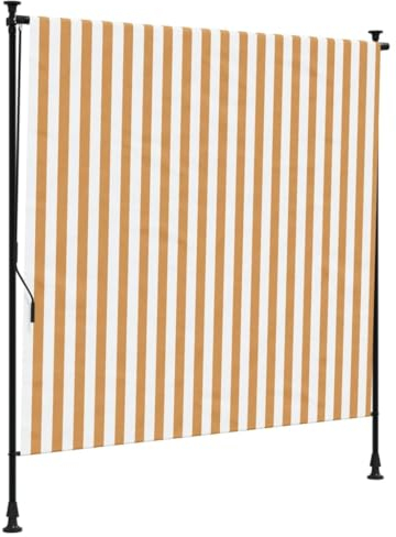 vidaXL Außenrollo, Senkrechtmarkise mit Kurbel, Einziehbar Sichtschutz für Terrasse Balkon, Sonnenschutzrollo, Orange Weiß 200x270cm Stoff Stahl