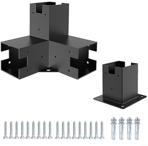 EpheyFIF Pergola-Halterungs-Set, 3-Wege-Holzarbeiten, erhöhter Holzständer, modulares Pergola-Set (Sockel + 3T)