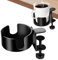 2Pcs Desk Cup Holder, Adjustable Drink Mount, Anti-Spill Desk Cup Holder, Horizontal or Vertical Surface Mounting for Desks, Tables and Wheelchairs, Black