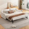 Merax Polsterbett 90x200cm mit Ausziehbett, Erweiterbares Tagesbett mit USB-Anschluss, Doppelbett Bettgestell mit Lattenrost, Schlafsofa Gästebett Jugendbett, Leinenmaterial, ohne Matratze, Beige