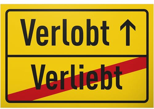 DankeDir! Verlobt Verliebt - 30 x 20 cm Schild Kunststoff - Lustige Deko für Verlobungsparty - Geschenk für Verlobungspaar - Dekoration Accessoires Verlobung Paar Geschenkidee