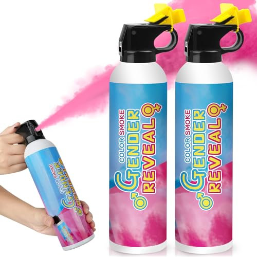 600G Gender Reveal Fire Extinguisher Color Blasters, 100% Biodegragable Gender Reveal Smoke Cannon, Gender Reveal Smoke Bombs Spray for Baby Shower Party (2 Pack 300G Per Bottle, Pink)