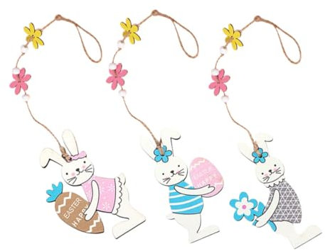 Alipis 3St Osterhasen-Anhänger Osterhase zum Aufhängen Osterhasen-Ornamente Ostern hängender hase osterhasen dekore zierleisten Holz hängende osterdeko Baum Anhänger Osterschmuck hölzern