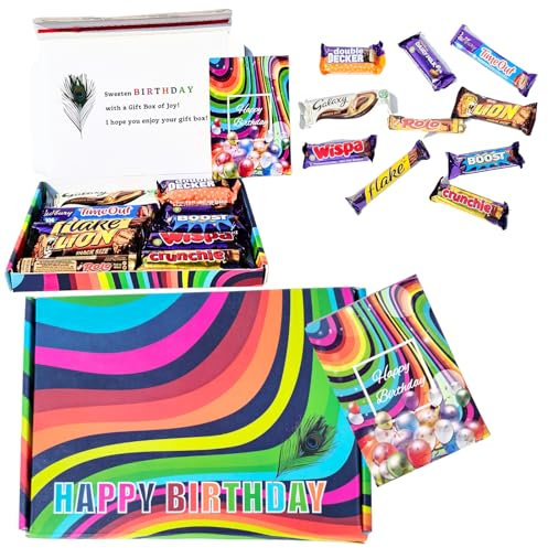 Happy Birthday Chocolate Gift Box - 10 Assorted Premium Chocolate Bars - Letterbox Friendly Gift, Perfect for Kids, Teens, Adults