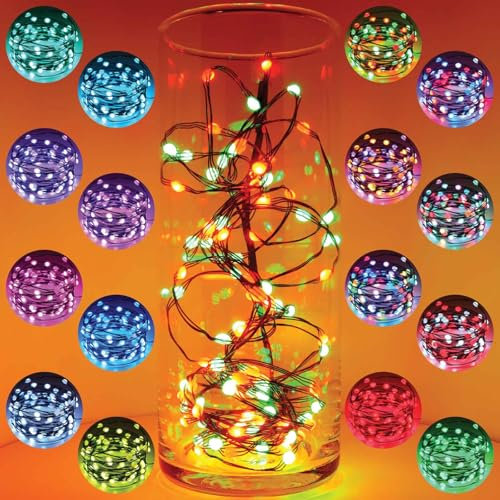 QBIS Halloween Decorations RGB Fairy Lights with Timer, USB Plug, Black Wire - RGB Colour Changing Halloween Lights, String Lights with Multiple Modes, Color Changing String Lights for All Occasions