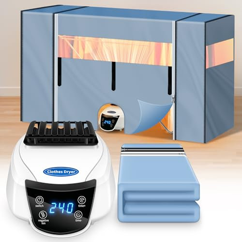 KPCB Tech Secadora de Ropa Portátil 2000W, Mini Secadora Eléctrica con Temporizador de 240 Min y Funda Tendedero Plegable, Secado y Aumento de la Temperatura Ambiente para Apartamentos en Invierno