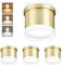 GeyouLux LED Aufbauspot Ø90×86mm Deckenspots 3CCT Aluminium LED Aufbaustrahler inkl. 7W 800LM GX53 LED Leuchtmittel Aufputz Spots Deckenleuchte 3000K/4000K/6500K Gold Rund 4 Stück