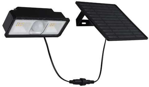 GLOBO LED Solarleuchte Wandstrahler verstellbar Bewegungsmelder Außenleuchte Gartenlampe Terrassenleuchte, 5W 500lm neutralweiß, BxH 14,2 x 15 cm