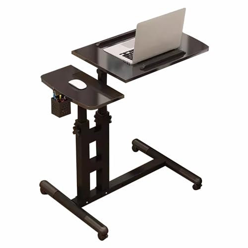 Bureau debout, table d'étude, support for ordinateur portable, bureau debout portable, table de lit avec roulettes, table de lit avec plateau inclinable, table mobile for ordinateur portable(Svart)