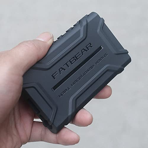 FATBEAR Rugged Shockproof Armor Protective Shell Skin Case Cover for Sony Walkman NW-A306 NW-A307 NW-A300 Series (Black case with Tempered Glass)