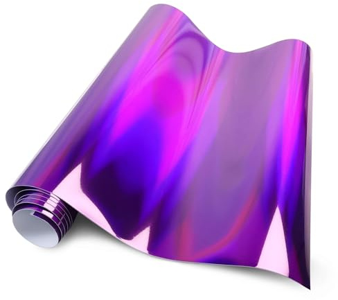 Holografische Laser-Lila-Vinylfolie,PET Chrom Metallic Autofolie,150 X 30cm,Selbstklebend Autofolie aus Vinyl für Auto,Motorrad,Fahrrad DIY innen außen,Autoschutzfolie