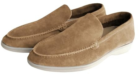 Mocassins à enfiler pour homme, Mocassins à coupe large pour homme, Chaussures plates décontractées en toile pour homme, Pantoufles rondes, souples, légères, en daim uni, jaune, 37 EU