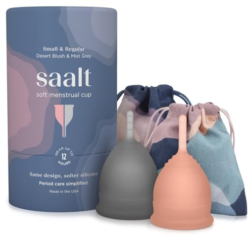 Saalt Soft Menstruationstasse – Wiederverwendbar, BPA-frei | Bis zu 12 Stunden Schutz, ultra-weiches medizinisches Silikon, leckfrei, wiederverwendbar bis zu 10 Jahre