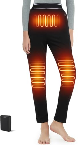 FERNIDA Damen Beheizbare Hose, Beheizbare Thermounterwäsche mit Power Bank | FERNIDA Beheizbare Hose Damen Fleece Beheizte Unterwäsche Leggings Elektrische Beheizte Baselayer Hose für Winter Warme